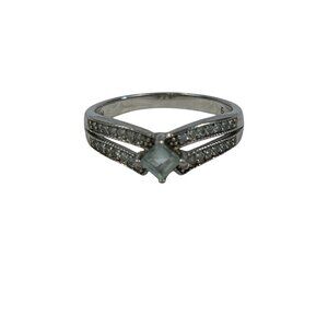 Nataliya V Collister NVC Sterling Silver 925 Aquamarine Cubic Zirconia Ring Size